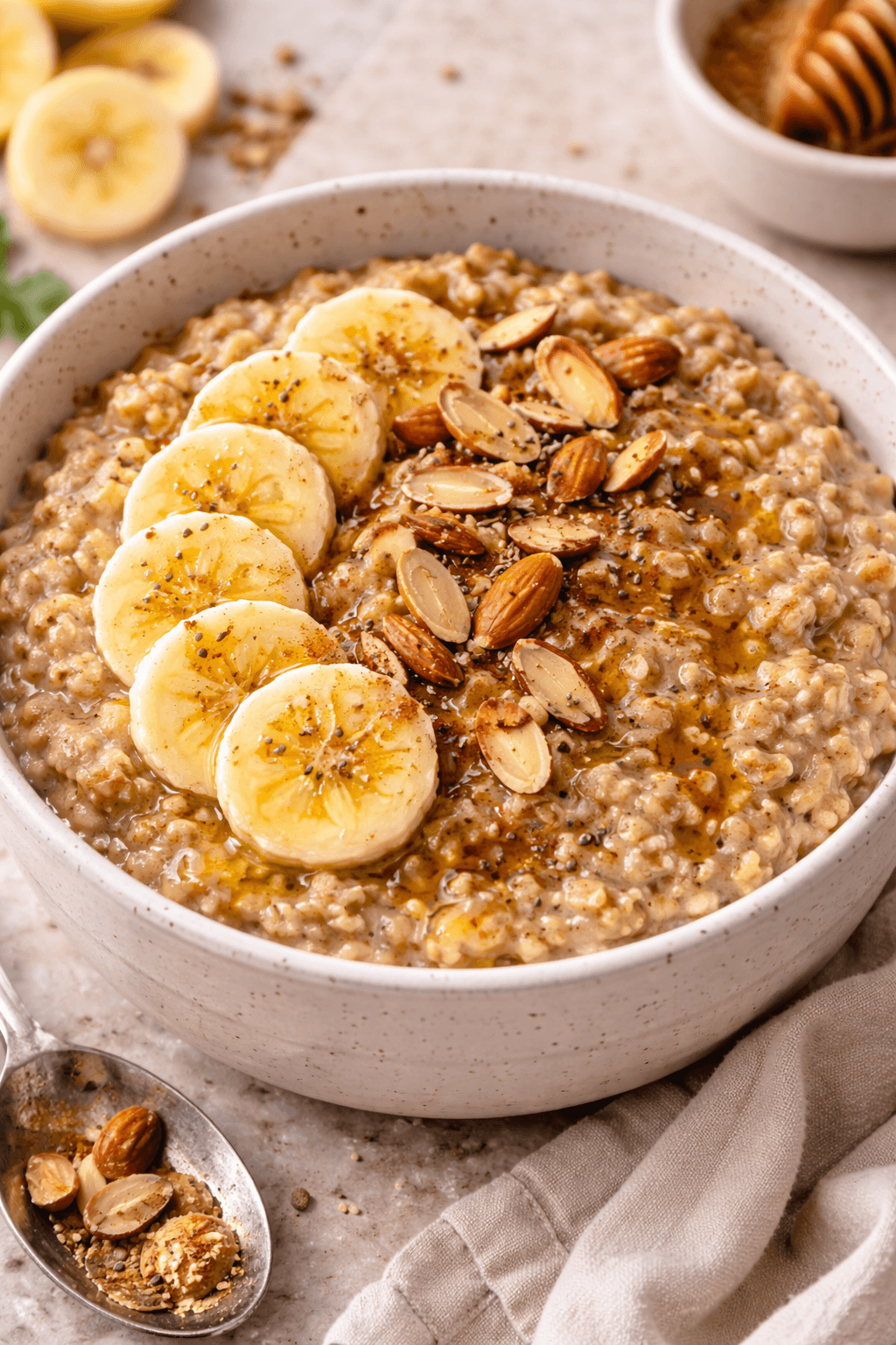 Spice Oatmeal with Banana and Almonds